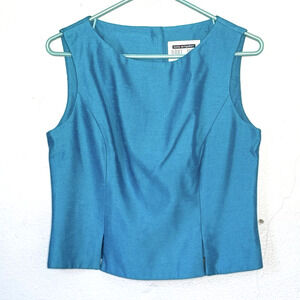 Lois Snyder Dani Max Top 8 Turquoise VINTAGE Tank Button Back Polished Shiny
